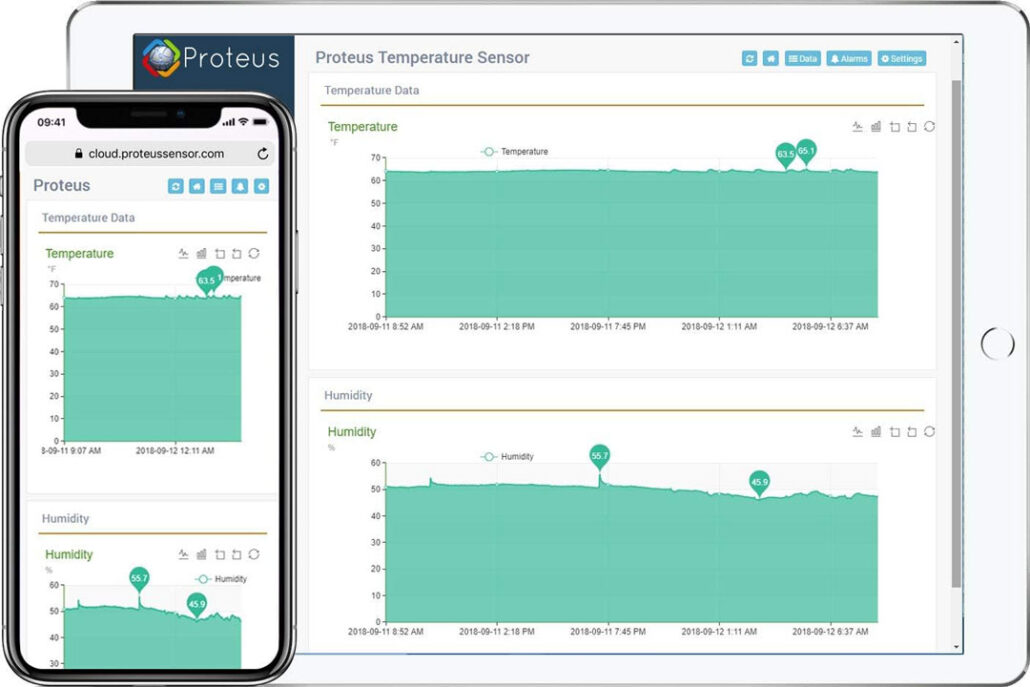 proteus temperature sensor app