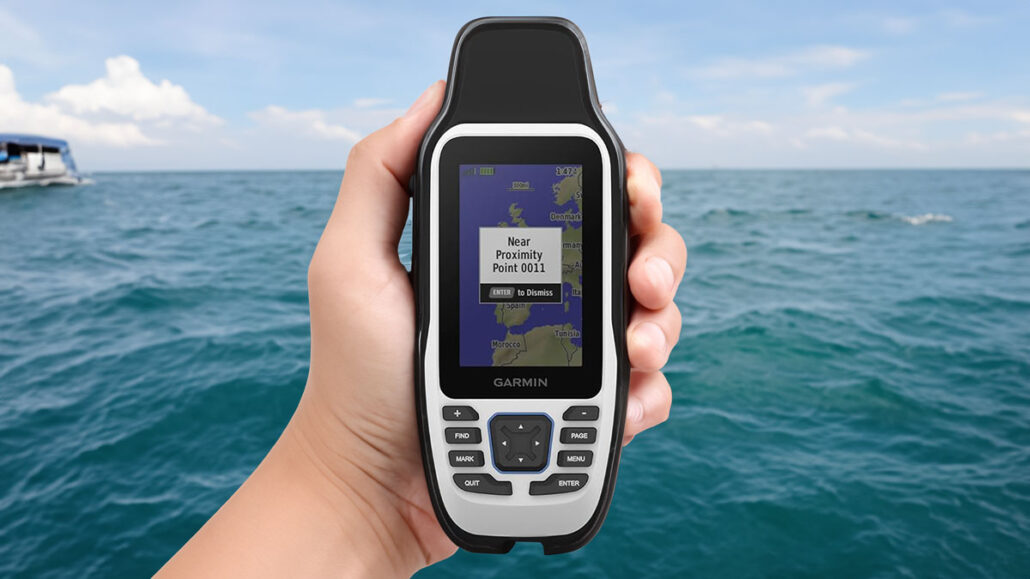 garmin handheld marine gps on the water