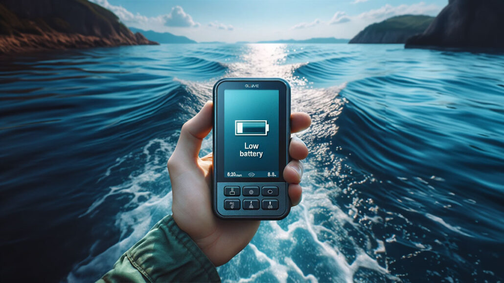 a handheld marine gps with low battery